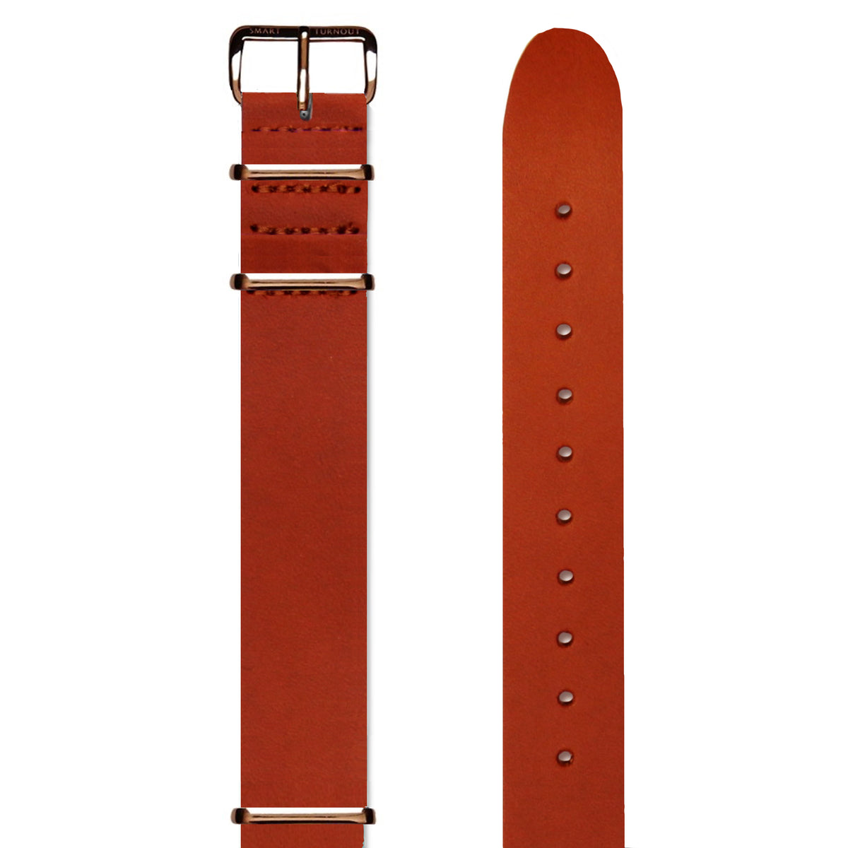 Burnt Orange Leather 18mm Watch Strap (Rose Gold Fittings) Smart Turnout