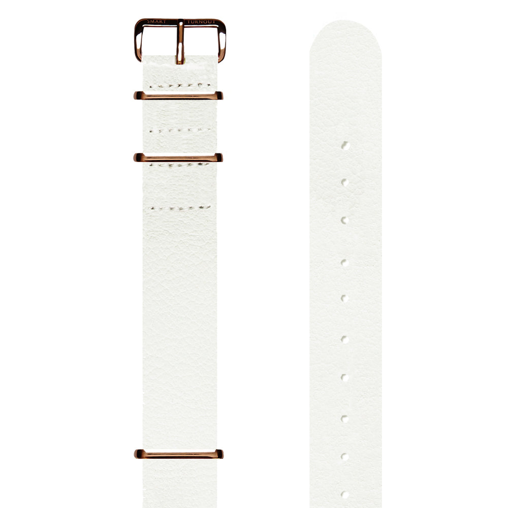 Cream White Embossed Leather 20mm Watch Strap (Rose Gold Fittings