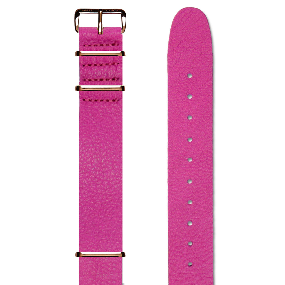 Royal Pink Embossed Leather 20mm Watch Strap (Rose Gold Fittings