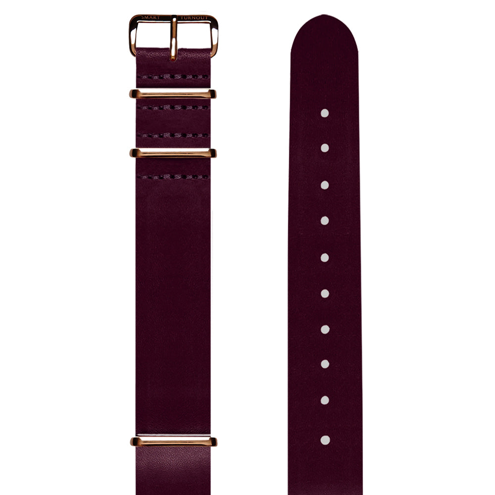 Burgundy Leather 20mm Watch Strap (Rose Gold Fittings) Smart Turnout