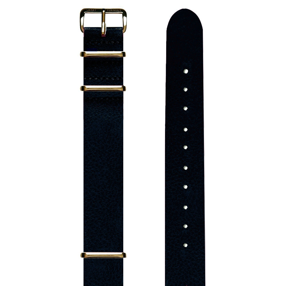 Black Leather 18mm Watch Strap (Gold Fittings) Smart Turnout