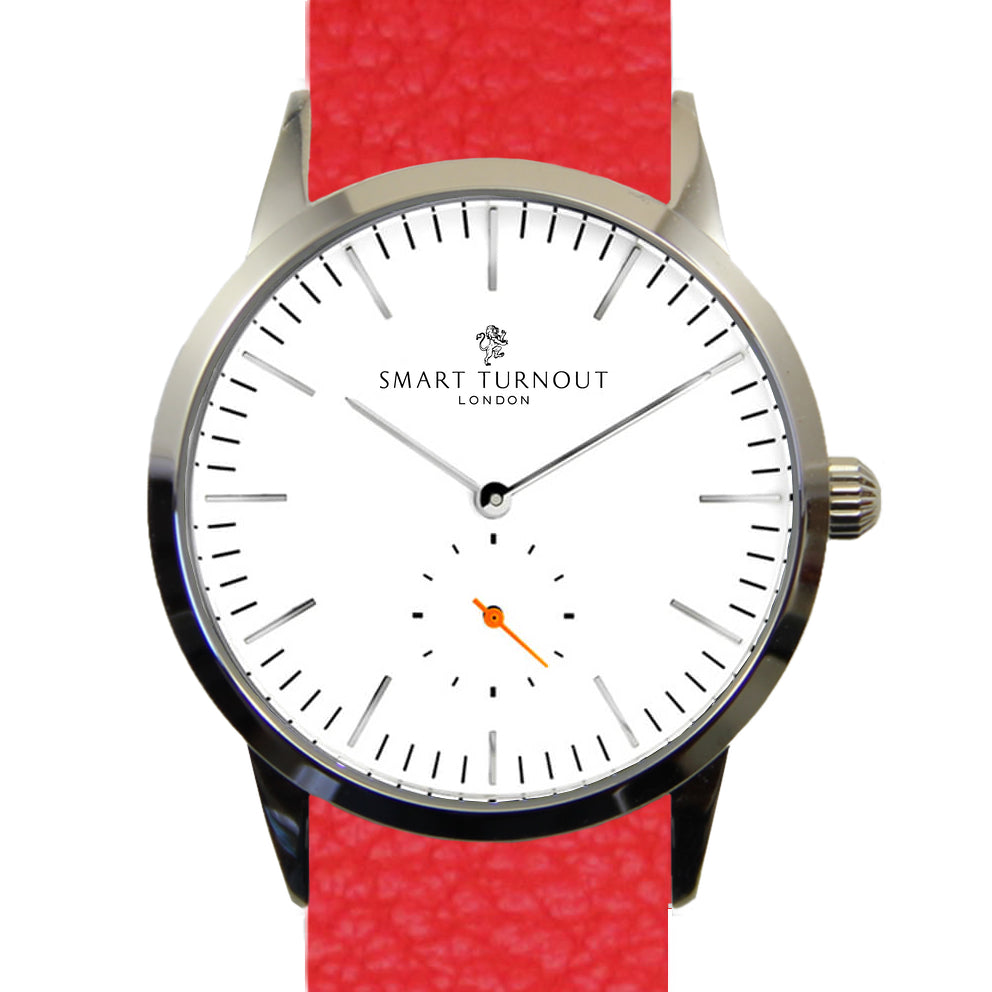 Signature Watch White (Silver), Imperial Red Embossed Leather NATO Watch  Strap - Main Image